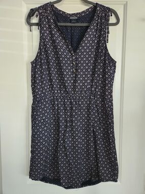 Lucky Brand Navy and White Diamond-Print Sleeveless Mini Dress